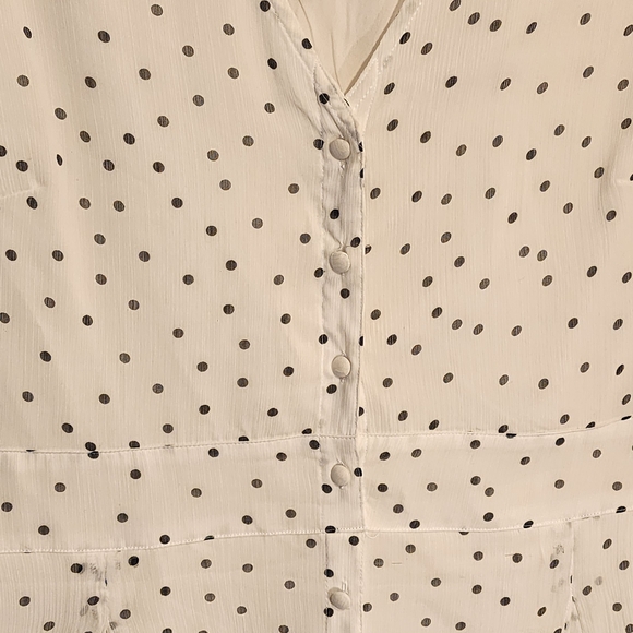 White Polka Dot Mini Dress Button Up Light And Airy Lanacore - Picture 3 of 9